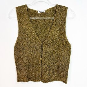 RUMORED BROWN BLACK YELLOW VARIEGATED KNIT SWEATER TANK VEST SZ SMALL